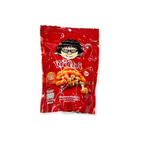 Crispy coated peanuts with barbecue flavor, crunchy snack in 500g bag isolated on white background