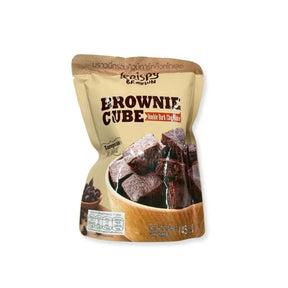 Dark chocolate brownie cubes, rich chocolate dessert bites isolated on white background