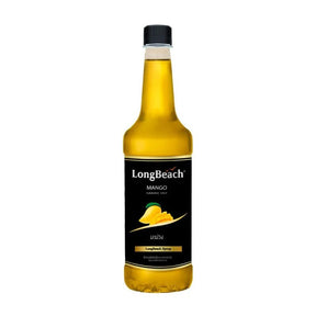 Longbeach mango syrup bottle on a white background