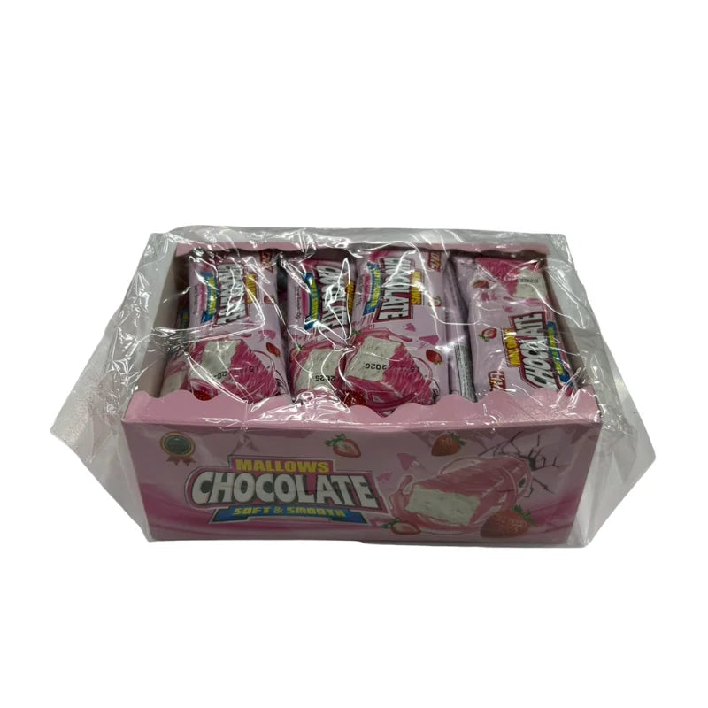 Mallows มาร์ชเมลโล่เคลือบสตรอเบอร์รี่ 10 กรัม x 24 ชิ้น