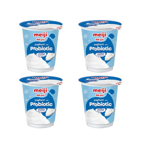 Meiji original yogurt cups, smooth cultured yogurt, 135g x 4 cups isolated on white background