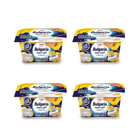 Meiji Bulgaria yogurt golden honey, yogurt with honey flavor, 110g x 4 cups isolated on white background