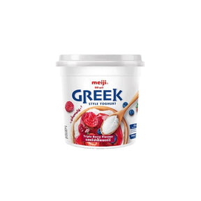 Meiji Greek style yogurt triple berry, thick yogurt with mixed berries, 500ml tub isolated on white background