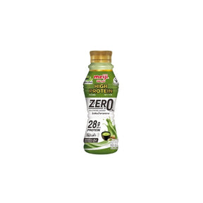 Meiji high protein green tea flavor drink with no sugar added, 350ml bottle isolated on white background