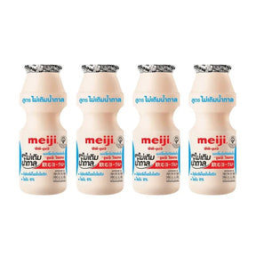 Meiji Paigen probiotic yogurt drink no sugar added, cultured probiotic drink, 155g x 4 bottles isolated on white background