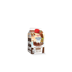 Meiji pasteurized lactose-free double chocolate milk, rich cocoa dairy drink, 400ml bottle isolated on white background