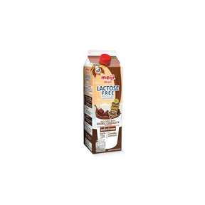 Meiji pasteurized lactose-free double chocolate milk, rich cocoa dairy drink, 946ml bottle isolated on white background