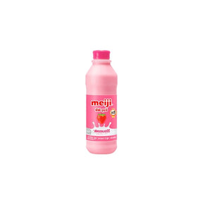 Meiji pasteurized strawberry flavored milk, sweet fruit dairy drink, 830ml bottle isolated on white background