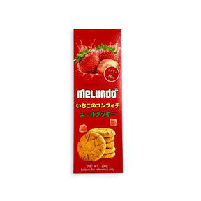 Strawberry-flavored cookies, sweet fruit biscuit snack, 100g box isolated on white background
