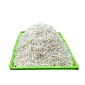 Pickled bamboo shoots shredded on a white background