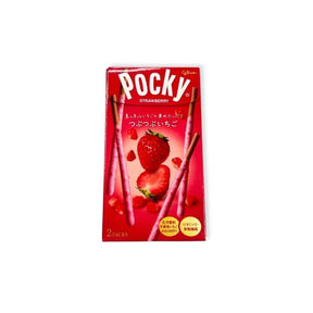 Pocky Japan strawberry flavor box on a white background