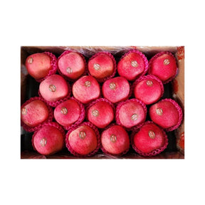 Fresh Qinguan red apples, crisp red apples packed per box isolated on white background