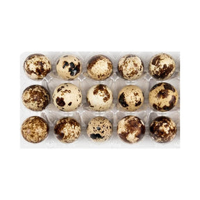 Quail eggs pack of 15 on a white background