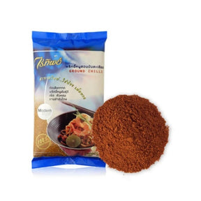 Raitip ground chilli, finely ground dried chilli, 100g pack isolated on white background