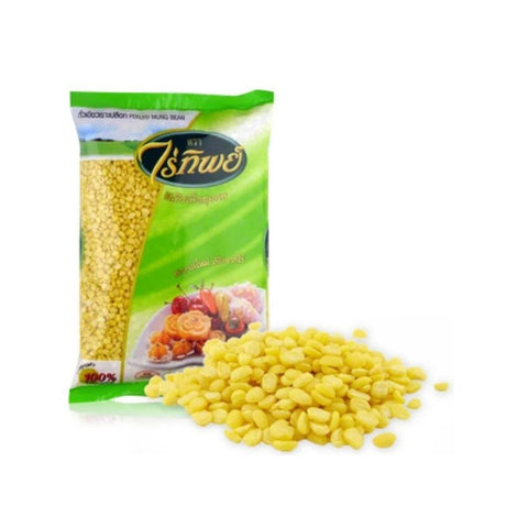 Raitip peeled mung beans, split hulled mung beans, 500g pack isolated on white background