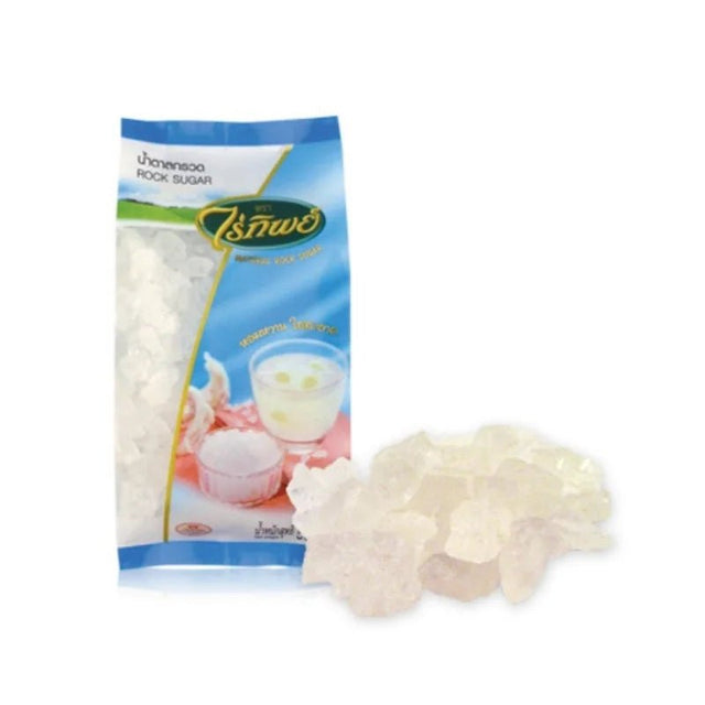 Raitip rock sugar, clear crystallized sugar chunks, 500g pack isolated on white background