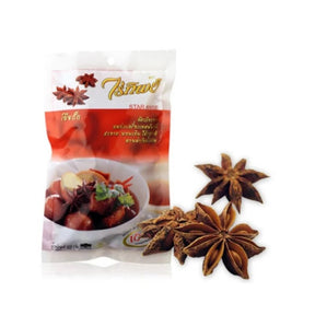 Raitip star anise, whole aromatic spice pods, 100g pack isolated on white background