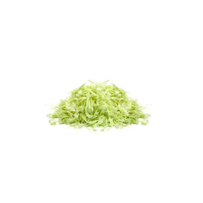 Fresh shredded cabbage, finely cut cabbage sold per kg isolated on white background