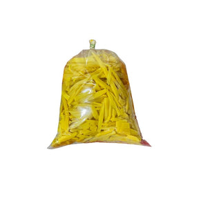 Sliced boiled bamboo shoots on a white background