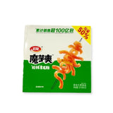 Packaging of a snack product with green and white background