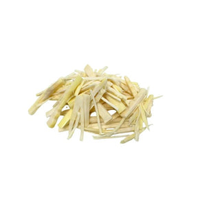 Chopped sweet bamboo shoots on a white background