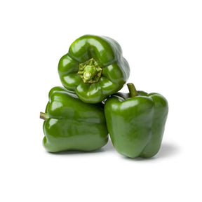 Green bell peppers on a white background
