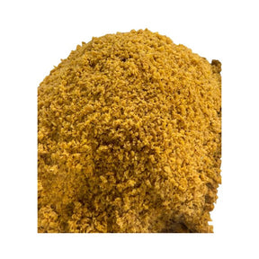 Sweet preserved radish chopped on a white background