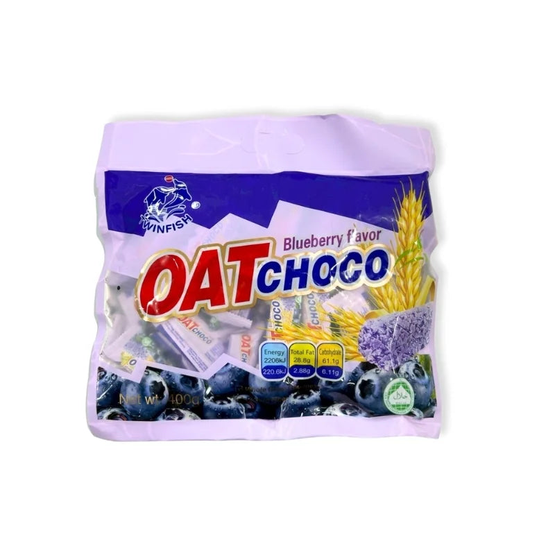 ข้าวโอ๊ตชนิดแท่งรสบลูเบอร์รี่ ตราทวิน ดอลฟิน 400 กรัม / ห่อ