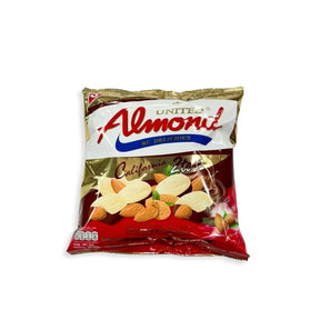 Assorted chocolate and white chocolate coated almonds, mixed nut snack, 247.5g pack isolated on white background