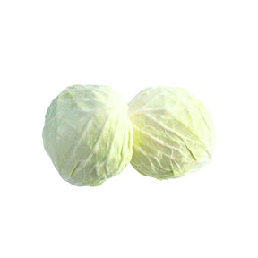 Fresh heavy white cabbage, dense tightly packed heads, 3kg pack isolated on white background