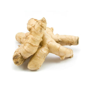 Fresh white turmeric root, whole roots, 500g pack isolated on white background