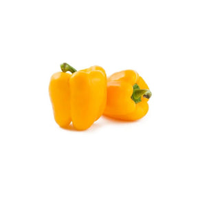 Yellow bell peppers pack on a white background