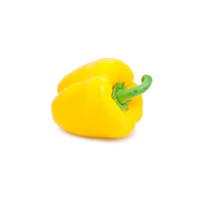 Fresh yellow bell peppers, sweet yellow peppers, 250g pack isolated on white background