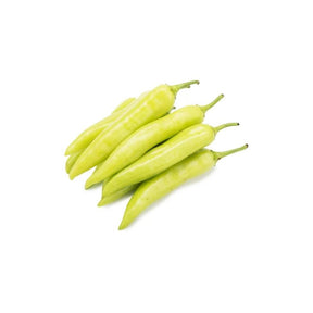 Fresh white yum chili peppers, aromatic Thai chilies, 500g pack isolated on white background
