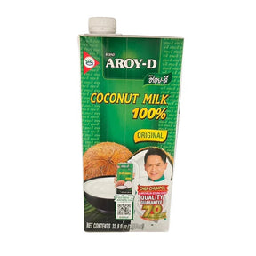 Aroy-D 100% coconut milk carton on a white background