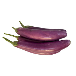 Fresh purple eggplant on a white background